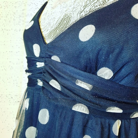 Navy blue polka dot dress - Picture 3 of 4